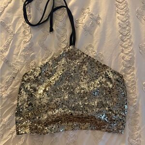 Gold Sequin Crop Top